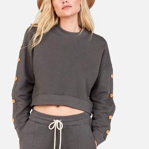 Gray Crop Cotton Sweater by Mate the Label
